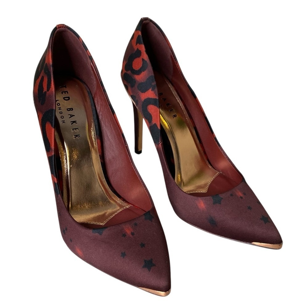 Ted Baker London Sz 36.5 Red Satin Iziie Stiletto 4” Heels Pump